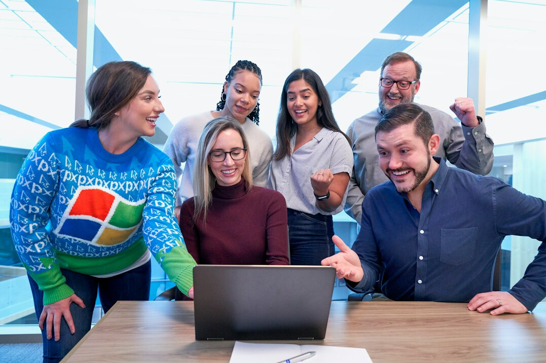 corporate team using software